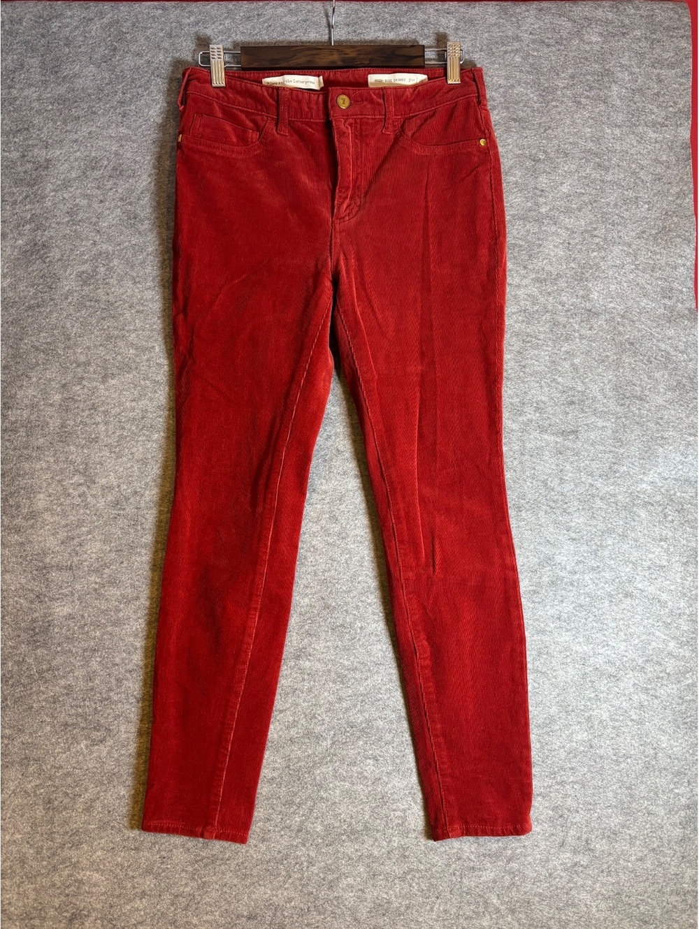 Rust Anthropologie Pilcro the Letterpress High Rise Skinny Corduroy Pants Sz 28